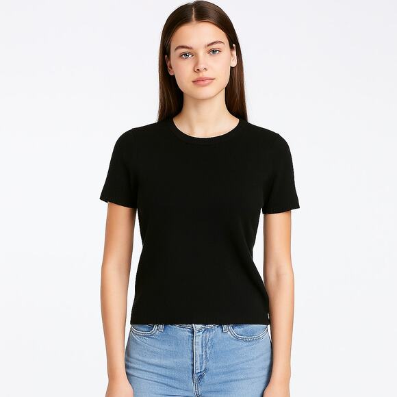 Banana Republic Black Short-Sleeve Cotton Sweater – Size L - Picture 3 of 6